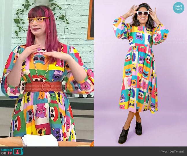 Julyliebe Pop Cats Midi Dress worn by Kim-Joy on Today