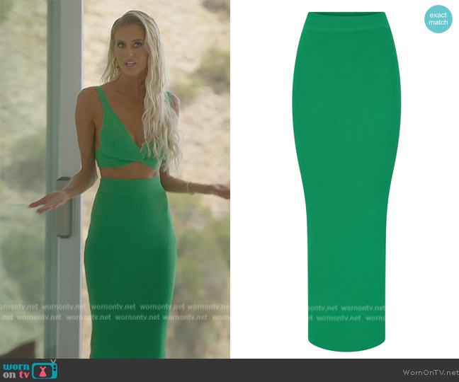 Meshki Kaesha Split Maxi Knitted Skirt worn by Emma Hernan on Selling Sunset