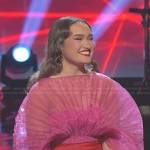 Kala Banham’s pink pleated organza top on The Voice