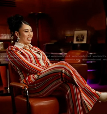 Kali Uchis's striped shirt and pants on Good Morning America