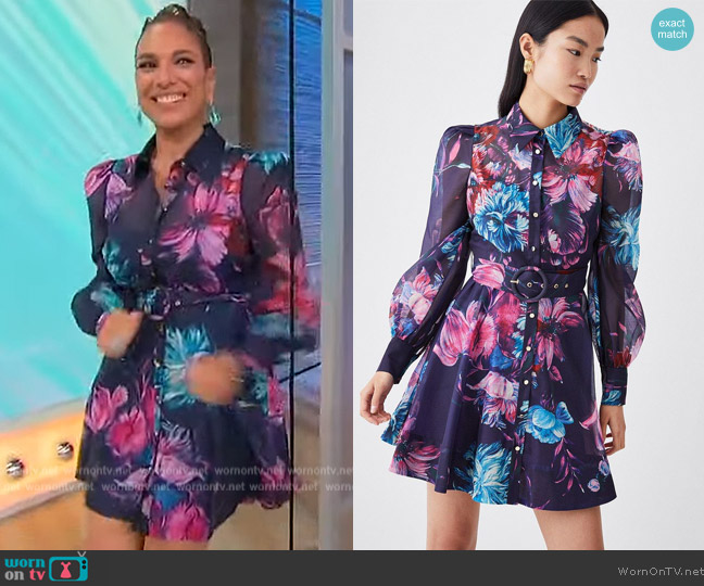 Karen Millen Pressed Floral Organdie Mini Dress worn by Michelle Miller on Sherri