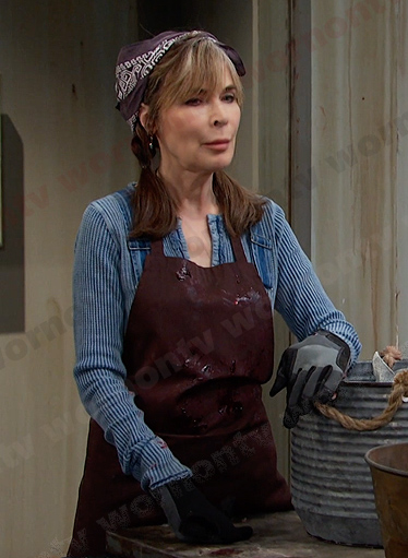 Kate's blue waffle long sleeve top on Days of our Lives