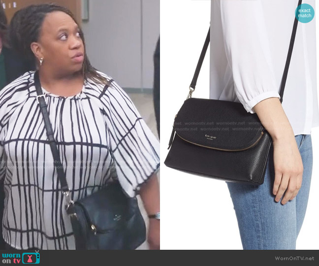 Kate Spade Large Polly Leather Crossbody Bag worn by Miranda Bailey (Chandra Wilson) on Greys Anatomy