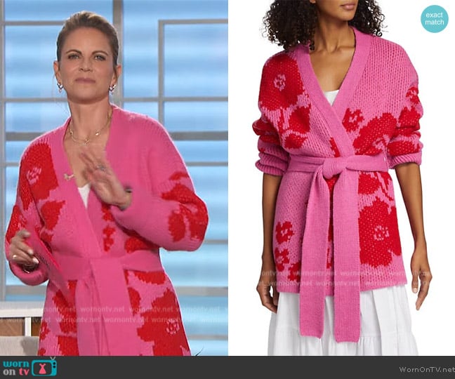 Kate Spade Floral Motif Knitted Cardigan worn by Natalie Morales on The Talk