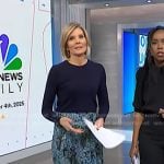 Kate's navy top and blue floral skirt on NBC News Daily