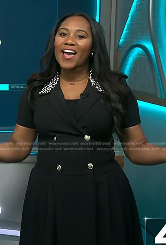 WornOnTV: Kay Angrum’s black pearl embellished collar dress on NBC News ...