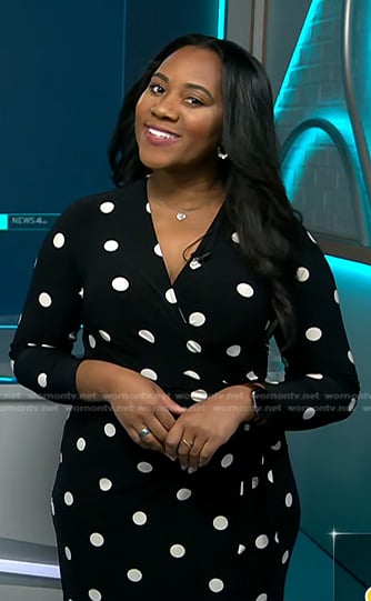 Kay Angrum’s black polka dot dress on NBC News Daily