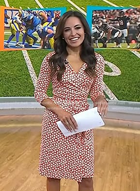 Kaylee's orange printed wrap dress on Today