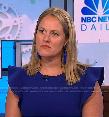 Kelley Kitley’s blue ruffle shoulder dress on NBC News Daily