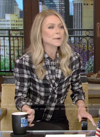 Kelly's plaid shirt on Live with Kelly and Mark