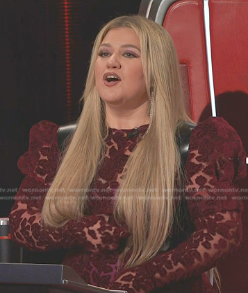 Kelly's red floral sheer dress on The Voice