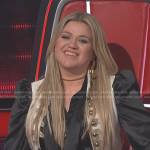 Kelly’s black blouse and white military vest on The Voice