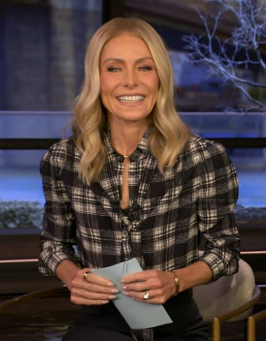 Kelly's plaid shirt on Live with Kelly and Mark