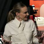 Keltie’s beige tie neck shirt on E! News