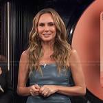 Keltie’s blue strapless leather top and skirt on E! News