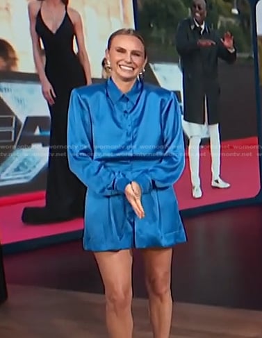 Keltie’s blue satin shirt and shorts on E! News