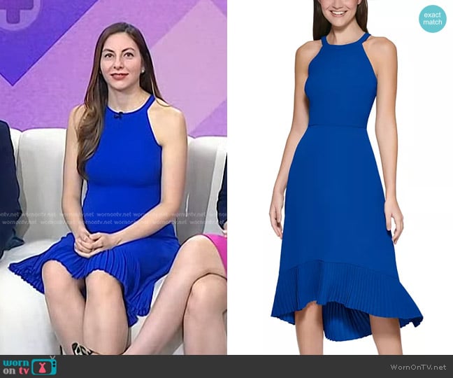 Kensie Pleated Midi Dress in Royal worn by Dr. Victoria Bedell on Today