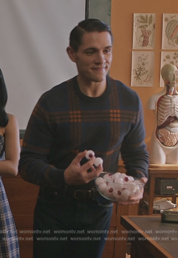 Kevin's blue plaid sweater on Riverdale