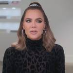 Khloe’s leopard sheer confessional top on The Kardashians