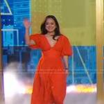 Kiki Aranita’s red puff sleeve dress on Good Morning America