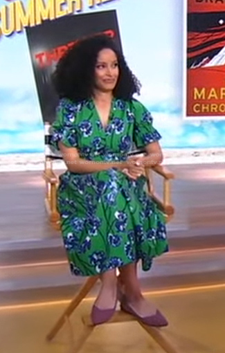 Kiley Reid’s green floral print dress on Good Morning America