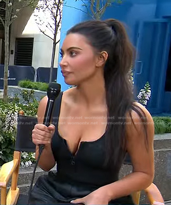 Kim Kardashian's black zip front sleeveless top on Today