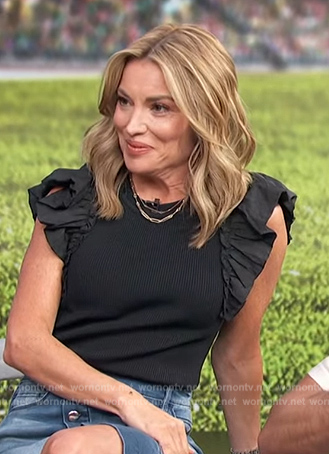 Kit's black ruffled top on Access Hollywood