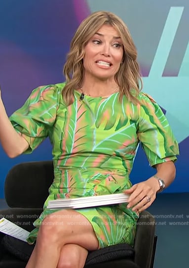 Kit’s green leaf print dress on Access Hollywood