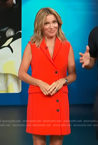 Kit’s red sleeveless blazer dress on Access Hollywood