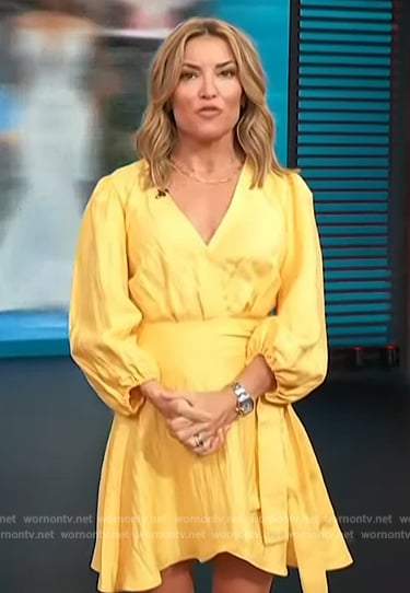 WornOnTV: Kit’s yellow wrap dress on Access Hollywood | Kit Hoover ...