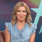 Kit’s blue ruffle trim chambray top on Access Hollywood