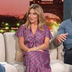 Kit’s blue and red cat print dress on Access Hollywood