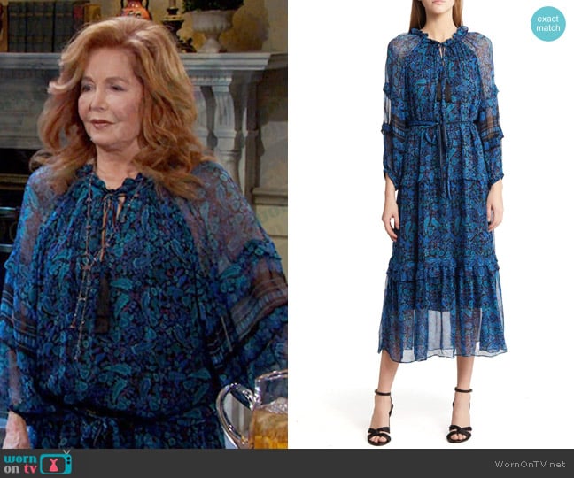 Kobi Halperin Amelie Ruffle Trim Maxi Dress worn by Maggie Horton (Suzanne Rogers) on Days of our Lives