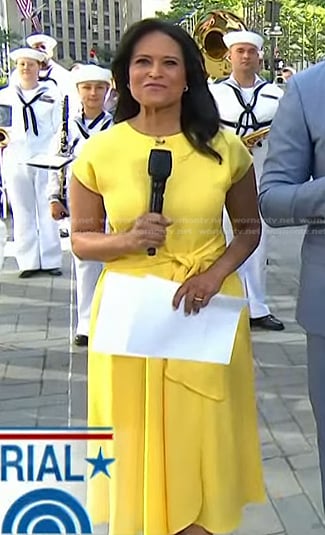 Kristen's yellow tie waist dress on Today