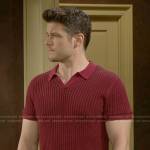 Kyle’s red cable knit polo sweater on The Young and the Restless