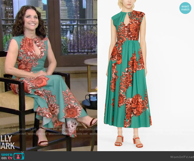 La DoubleJ floral-print cut-out dress worn by Julia Louis-Dreyfus on Live with Kelly and Mark