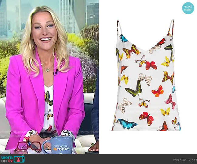 WornOnTV: Lindsay Czarniak’s pink blazer and butterfly print cami on ...