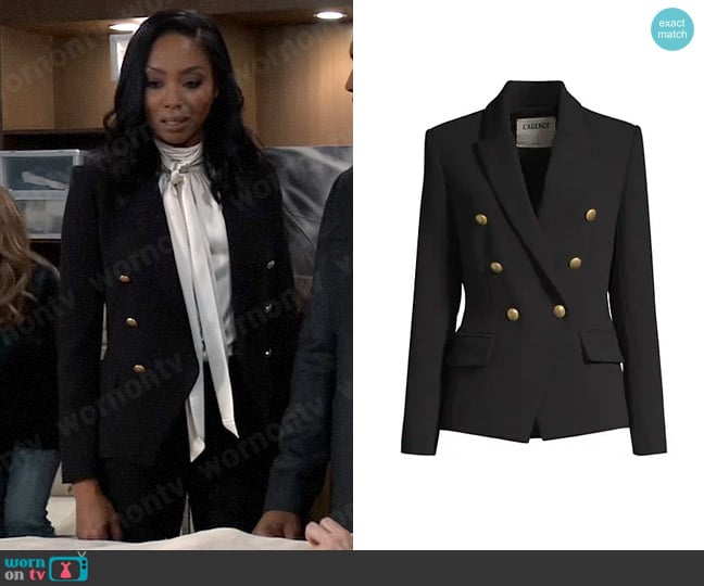 L'Agence Kenzie Blazer worn by Jordan Ashford (Tanisha Mariko Harper) on General Hospital