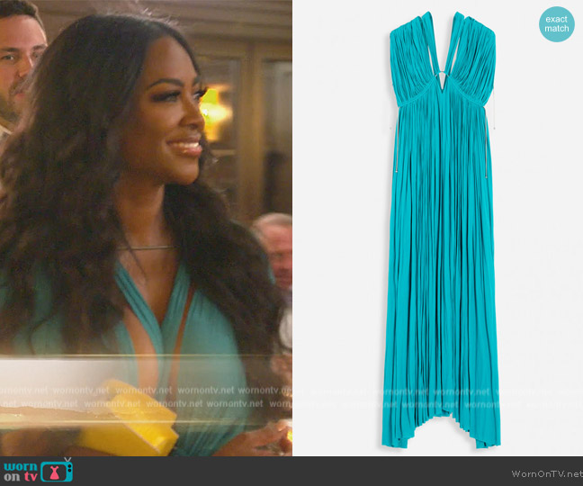 Lanvin Long Pleated Dress worn by Kenya Moore on The Real Housewives of New Jersey