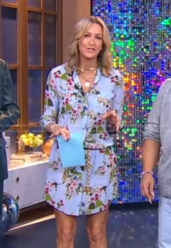 Lara’s blue floral and cheetah print dress on Good Morning America