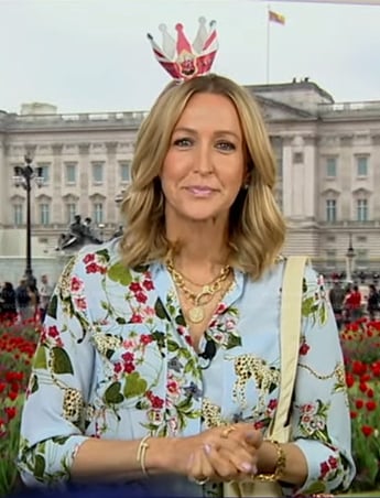 Lara’s blue floral and cheetah print dress on Good Morning America