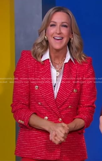 Lara’s red tweed blazer on Good Morning America