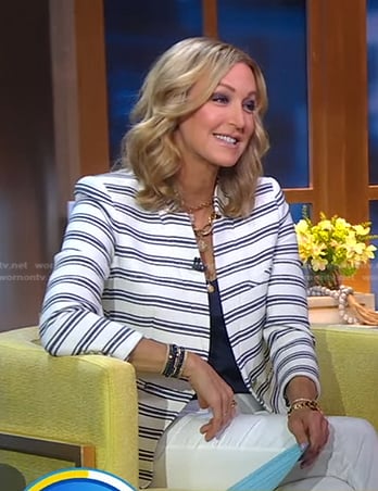 Lara’s white striped blazer on Good Morning America