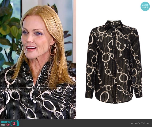 Le Superbe Link Up Ex-Bf Shirt In Noir worn by Belinda Carlisle on E! News