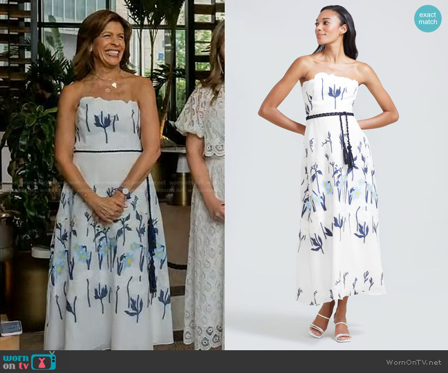 Lela Rose Garden Fil Coupe Strapless Midi Dress worn by Hoda Kotb on Today