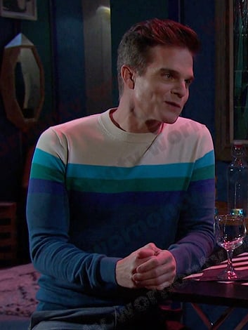 Leo's blue colorblock sweater on Days of our Lives