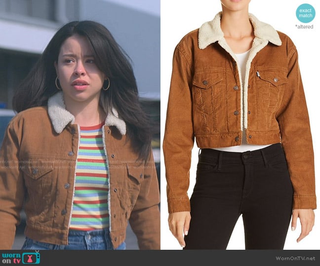 Levi's Corduroy Cropped Trucker Jacket worn by Mariana Foster (Cierra Ramirez) on Good Trouble