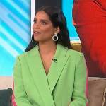 Lilly Singh’s green two-tone blazer and pants on Sherri