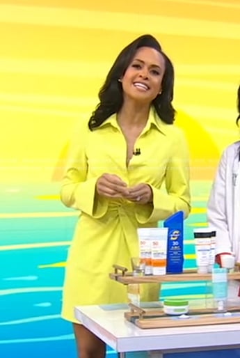 Linsey’s yellow twisted shirtdress on Good Morning America