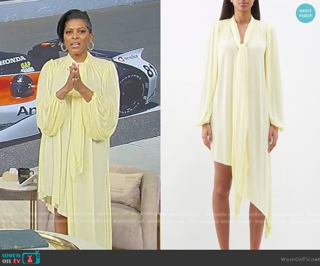 Loewe Asymmetric midi dress worn by Tamron Hall on Tamron Hall Show